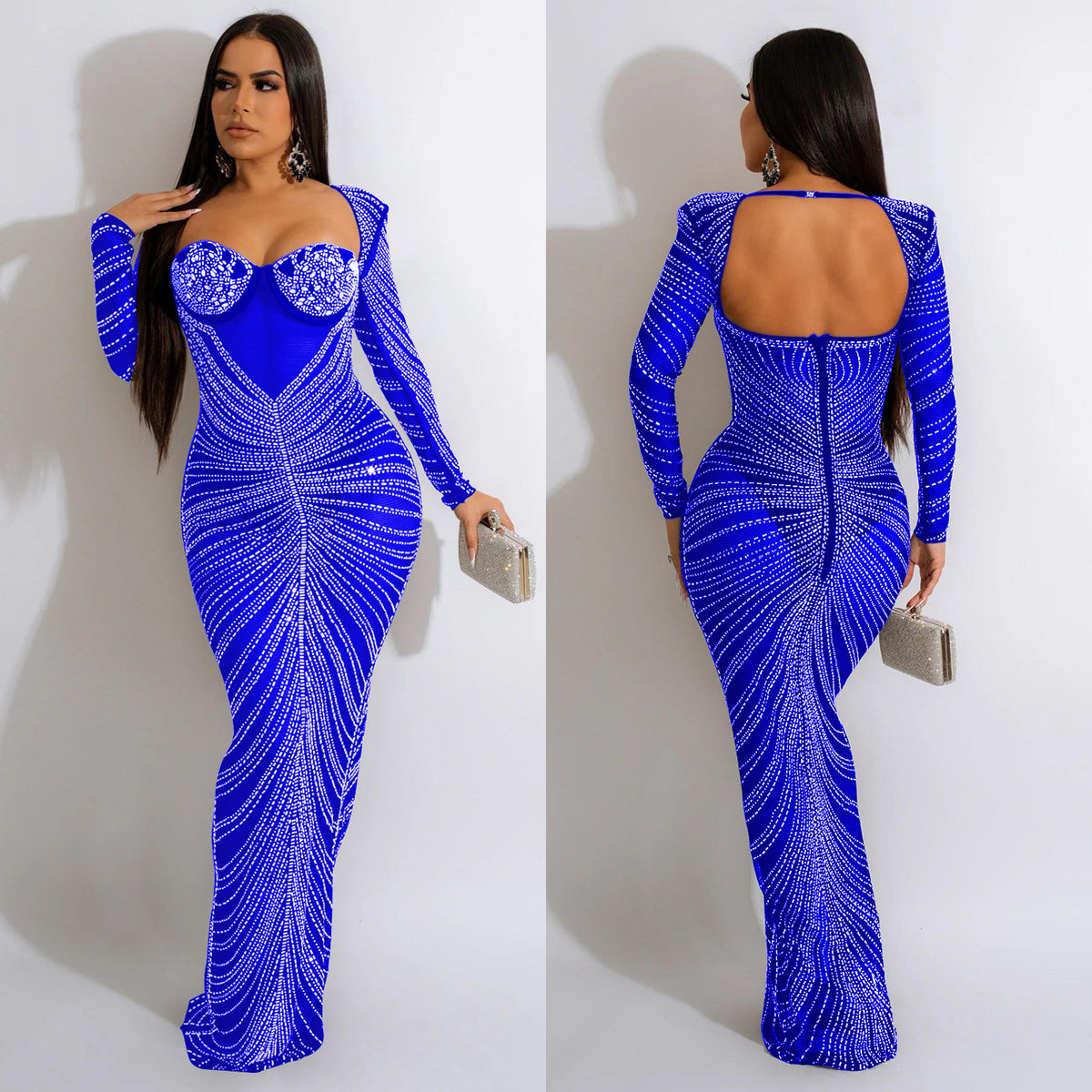Midnight Allure Sheer Mesh Maxi Dress