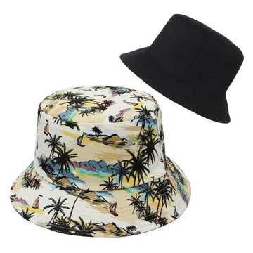 Foldable Plant Printed Reversible Bucket Hat