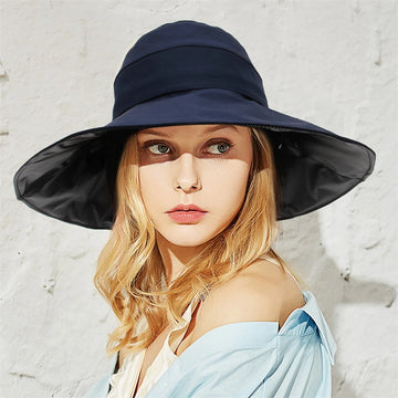 Womens Wide Brim Hollow Bucket Hat Breathable