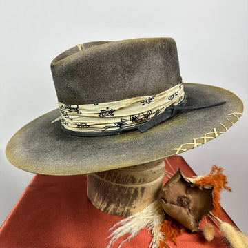 Distressed Fedora Road Warrior Feather Detail