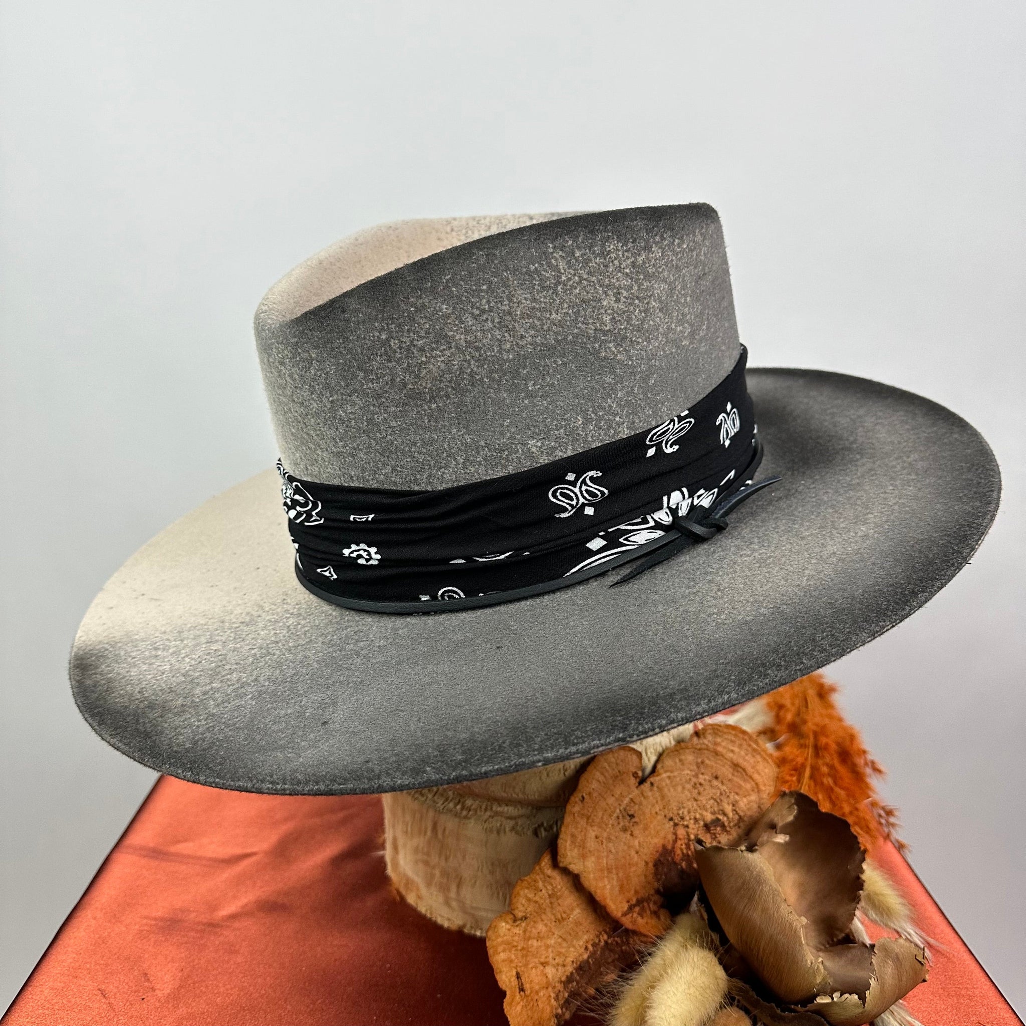Distressed Fedora Black And White Ombre Road Warrior