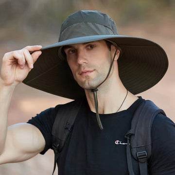 Wide Brim Men's Solid Color Waterproof Sun Hats