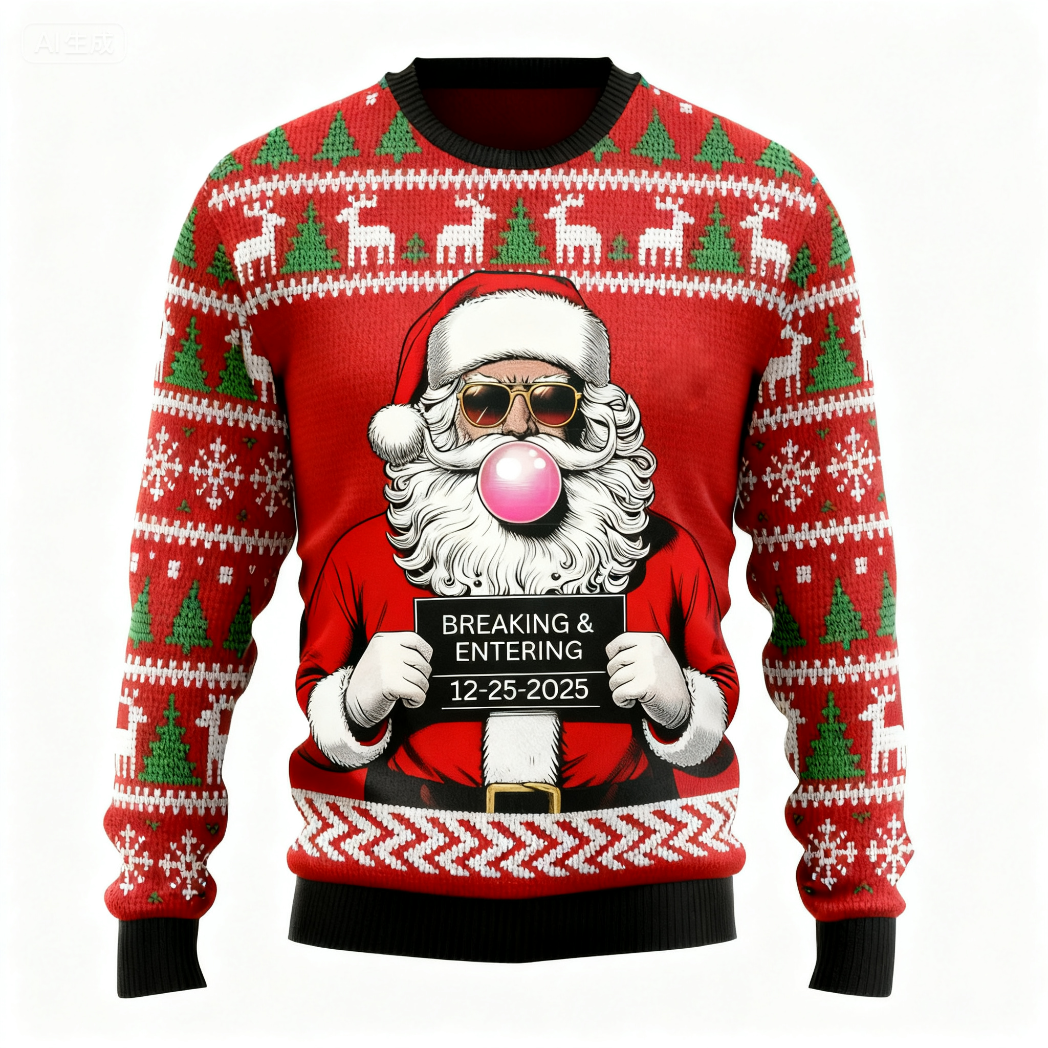 Colorful Santa Pattern Design Sweater - Ugly & Cozy Unisex Pullover