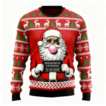 Colorful Santa Pattern Design Sweater - Ugly & Cozy Unisex Pullover