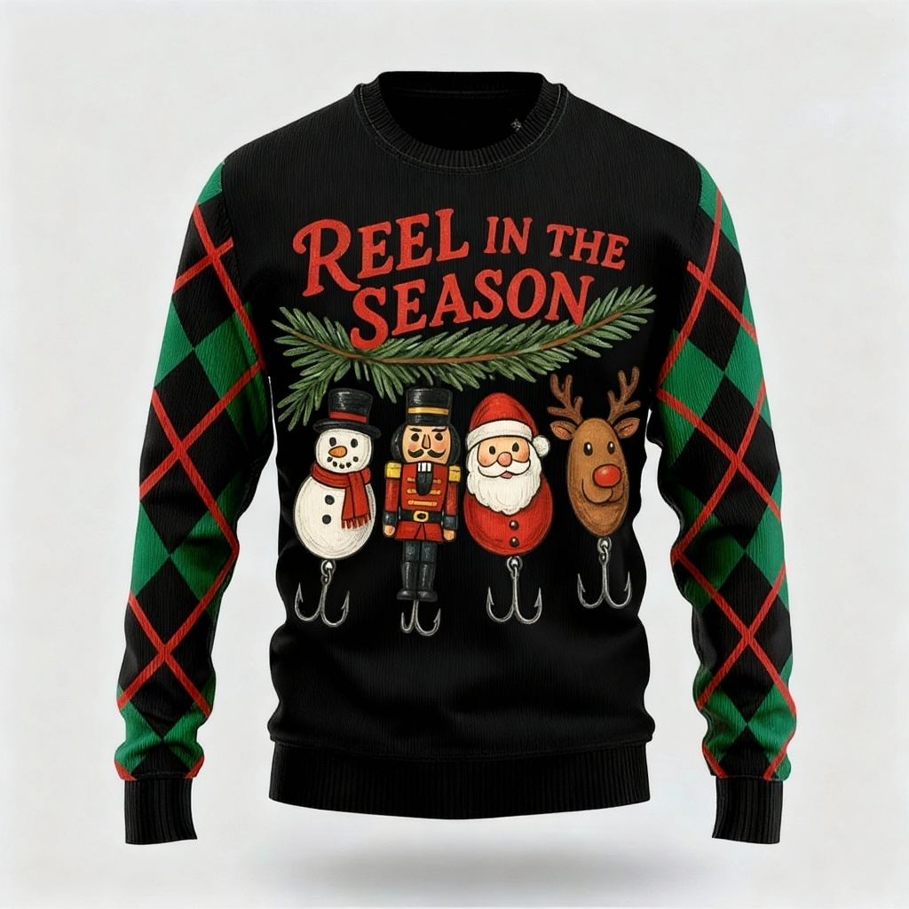 Classic Xmas Pattern Design - Maximalist Christmas Print Ugly Sweater