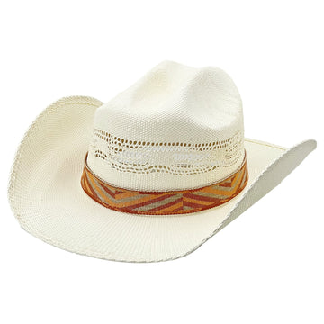 Curved-Brim Straw Hat – Bright Woven Accent