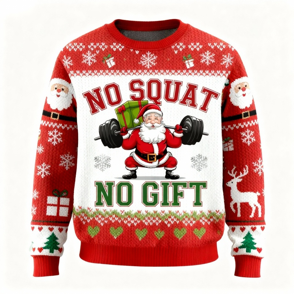 Muscular Santa Pattern Ugly Sweater - Unisex Christmas Party Essential