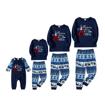 "Christmas With My Tribe" Pattern Ⅱ - Blue Family Christmas Matching Pajamas