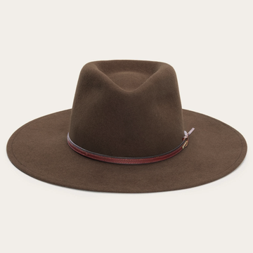 Luxury Wide Flat Brim Fedora Hat - Brown