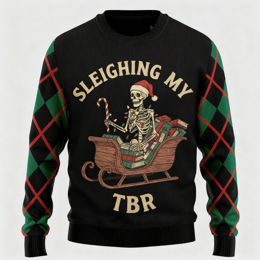 Artistic Skull Print - Maximalist Christmas Print Ugly Sweater