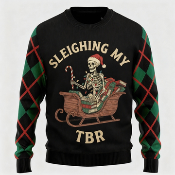 Artistic Skull Print - Maximalist Christmas Print Ugly Sweater