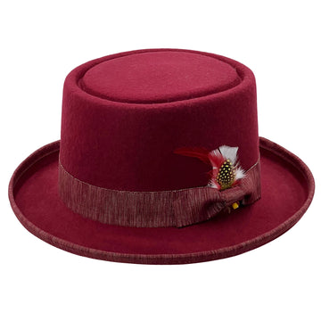 Burgundy Formal Hat – Feather Accent