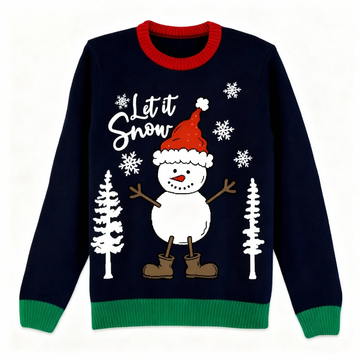 Cute Snowman Print Holiday Sweater - Intentional Festive Quirk