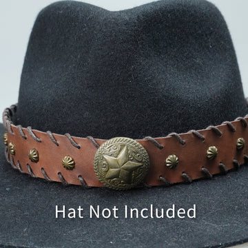 VINTAGE STAR METAL LEATHER HAT BAND