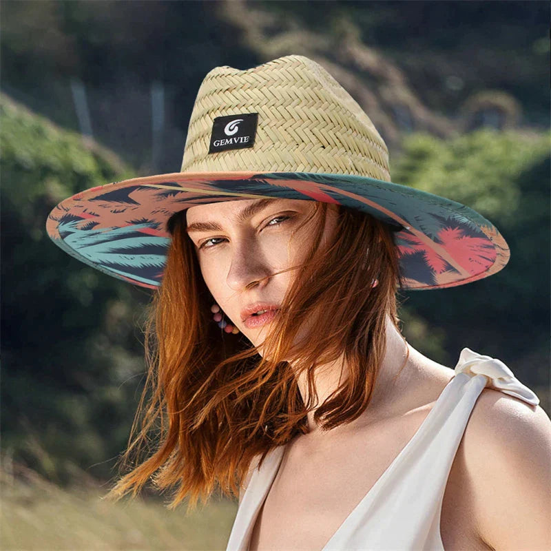 Boho Style Lifeguard Straw Sun Hat Women's Beach Fashion Accessory