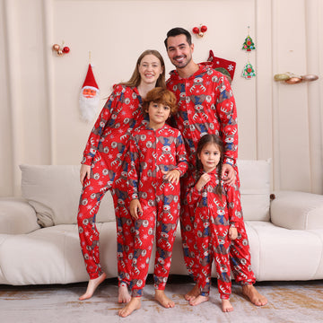 Christmas Elk Print Long-sleeve Onesies Pajamas