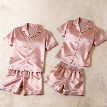 Elegant Pink Satin Sleepwear – Understated Luxury Couple Set