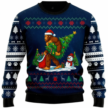 Funny Animal Pattern Print - Vintage Christmas Icon Ugly Sweater