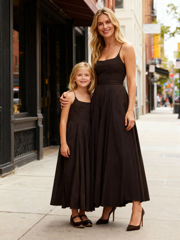 Matching Mother-Daughter Black Maxi Dress