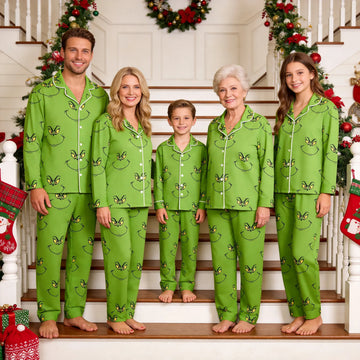 Merry & Bright Button-Front Cotton Matching Family PJs