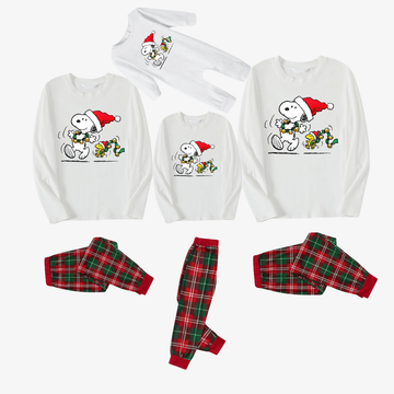 Peanuts Christmas Red and Green Plaid Pajama Set