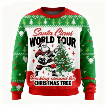 Santa Claus Print Unisex Ugly Christmas Sweater - Funny Holiday Party Pullover