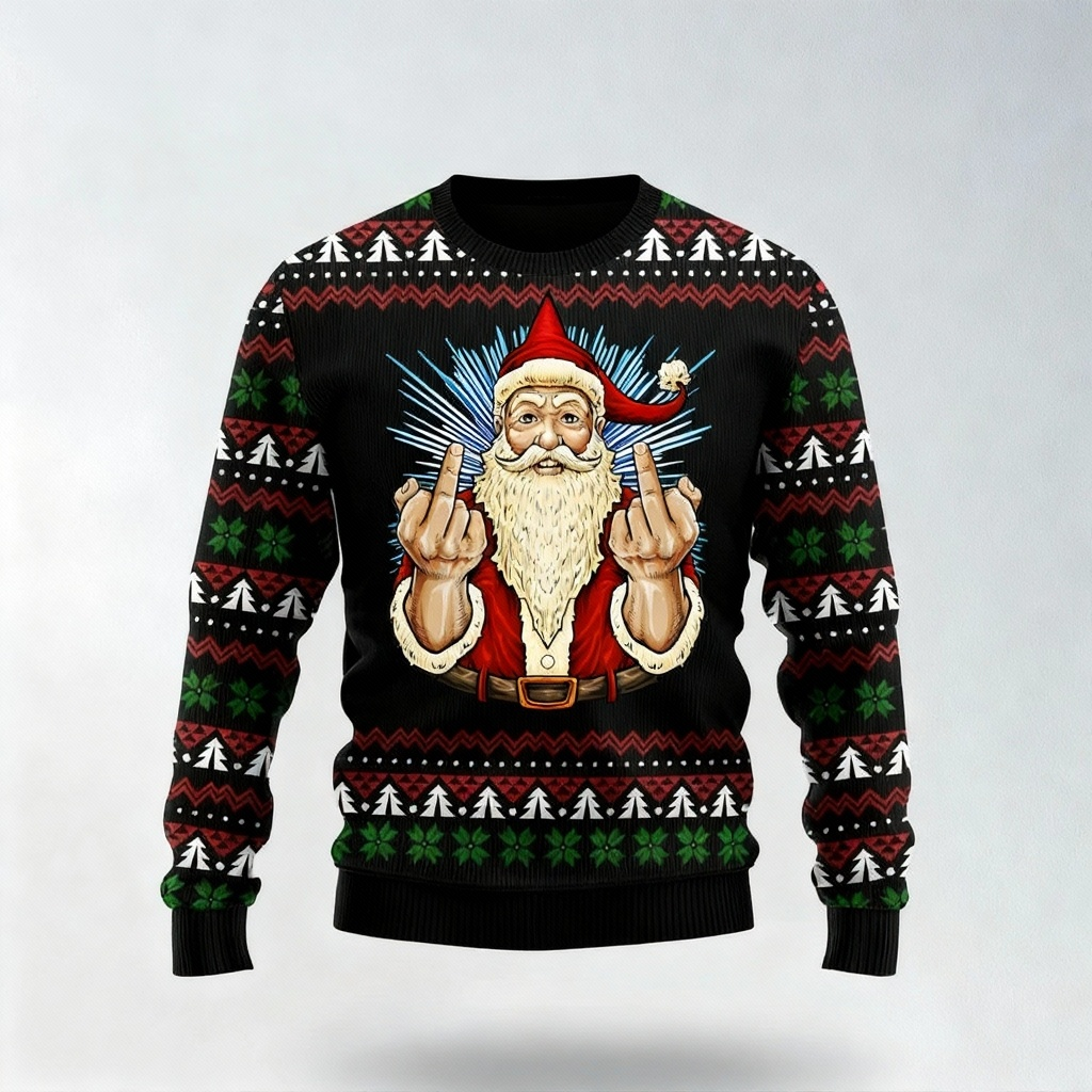 Quirky, Cozy & Festive: The Wacky Santa Print Christmas Jumper