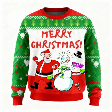 Colorful Christmas Print Unisex Ugly Sweater - Funny Holiday Party Pullover
