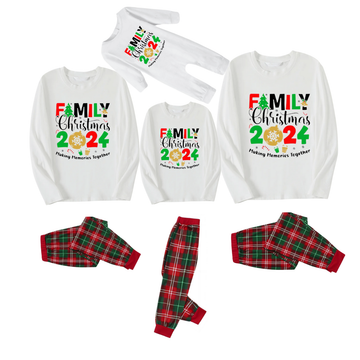 "Family Christmas 2024 Making Memories Together" Printed Red & Green Plaid Family Matching Pajamas