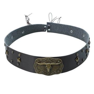 SHEEP HEAD STUDD LEATHER HAT BAND