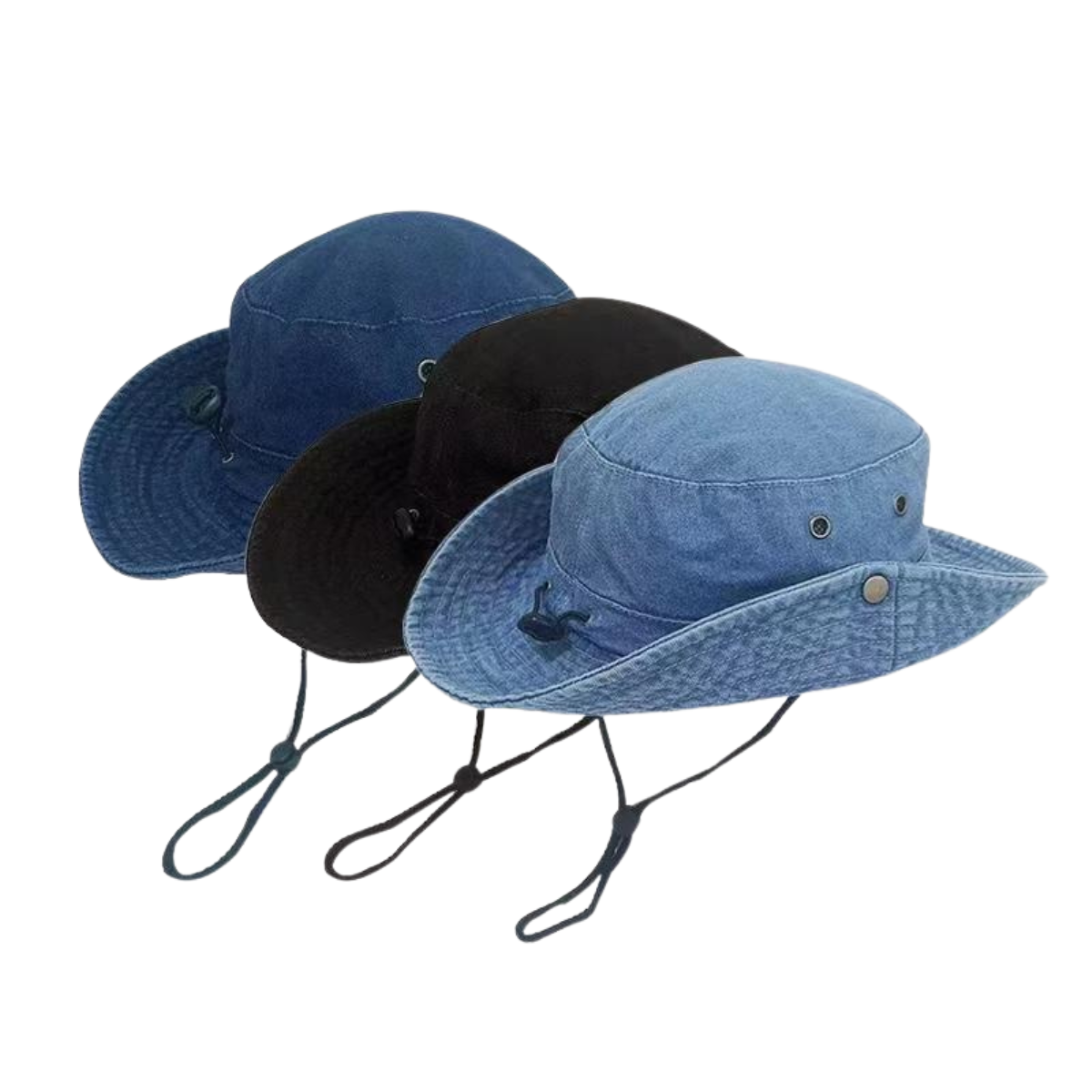 Denim Cowboy Bucket Hat with String Sun Hat