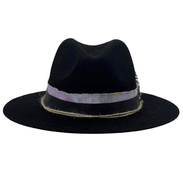 Black Flat-Brim – Purple Tie-Dye & Feather Band