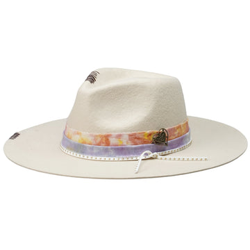 Teardrop Felt Hat with Tie-Dye Band & Pin