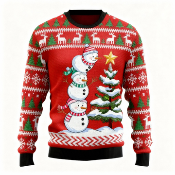Playful Snowman Pattern Design Sweater - Ugly & Cozy Unisex Pullover