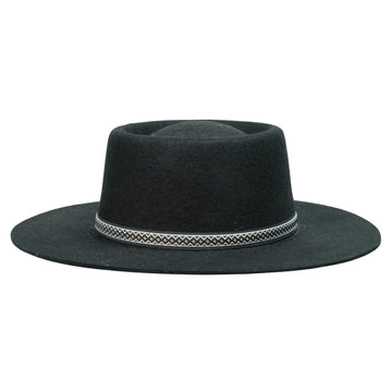 Versatile Black Gambler Hat – Clean Lines, Artistic Strap Design