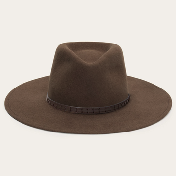 Modern Flat Brim Felt Fedora - Brown