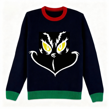 Cartoon Pattern Print Holiday Sweater - Intentional Festive Quirk