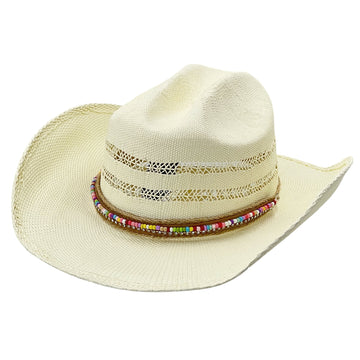 Beaded Straw Hat – Ventilated Crown Design