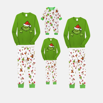 Grinchy Christmas Cartoon Family Pajamas - Green
