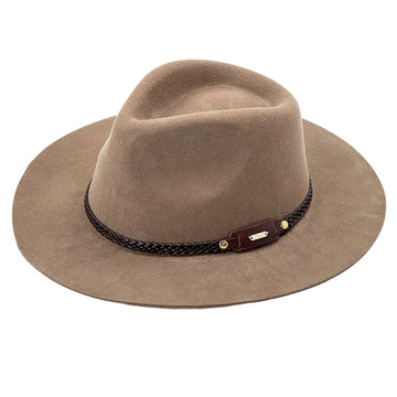Earth-Tone Flat-Brim – Woven Leather Band