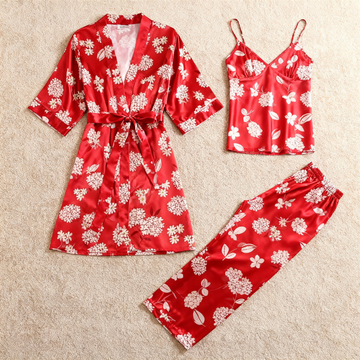 Women’s Red Silky Satin Homewear Set in Midnight Romance Style
