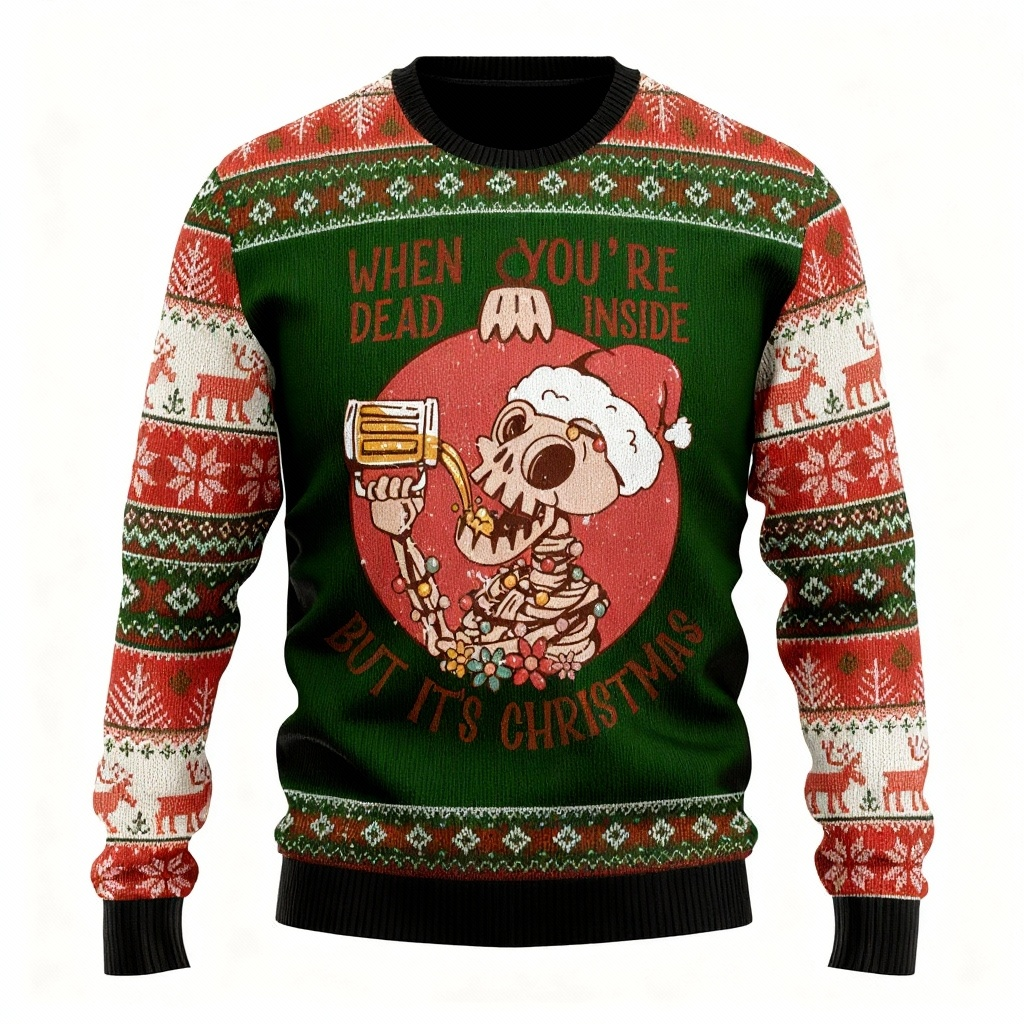 Cute Skull Print - Festival of Holiday Prints Ugly Sweater