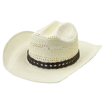 Leather-Band Straw Hat – Ventilated Crown