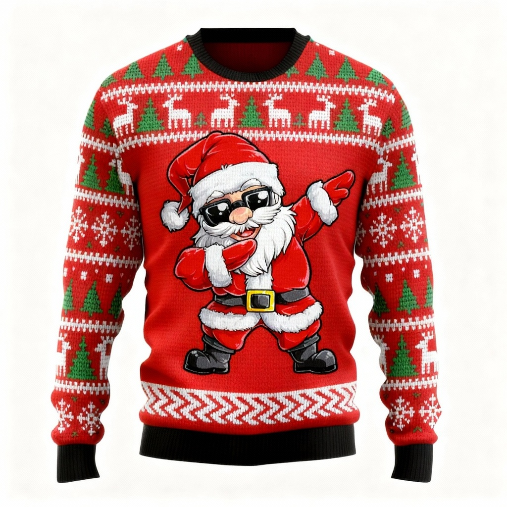 Santa Claus Pattern Print Sweater - Ugly & Cozy Unisex Pullover