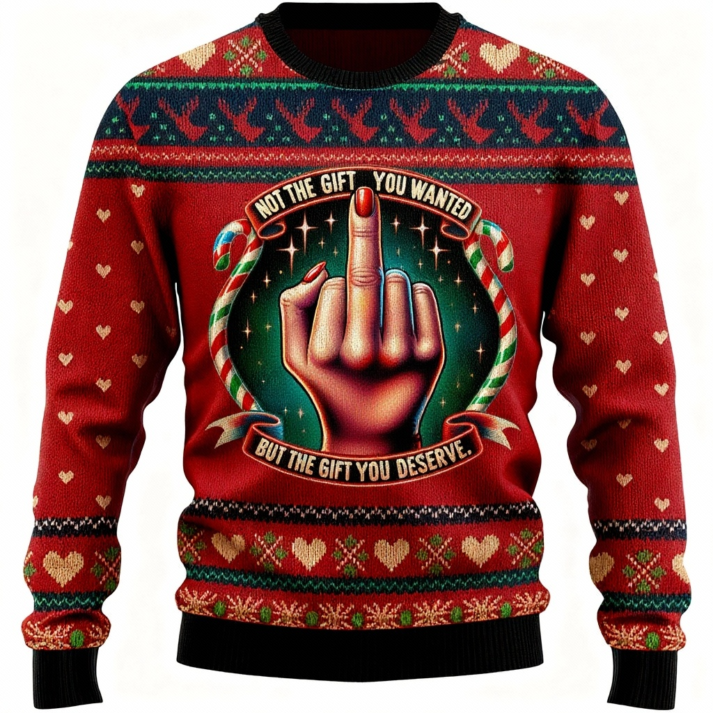 Funny Pattern Print - Holiday Iconography Ugly Sweater