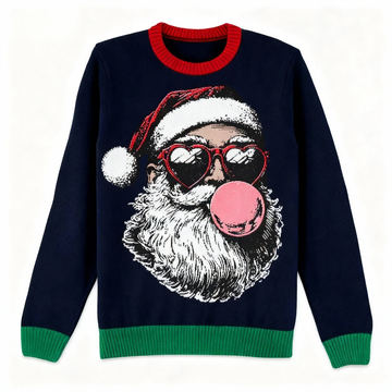 Festive & Fearless: Goofy Santa Claus Pattern Print Christmas Jumper