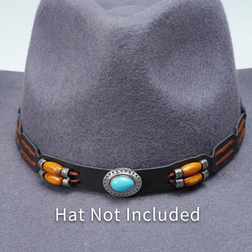 TURQUOISE STONE LEATHER HAT BAND