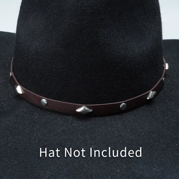SILVER BUTTON LEATHER HAT BAND