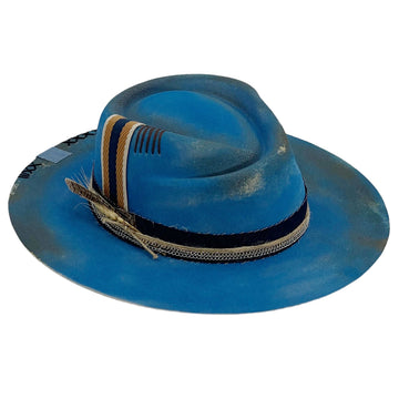 Tempered Teal Retro Wide-Brim Hat
