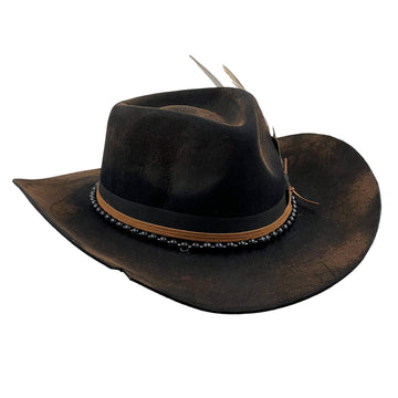 Hand-Burned Western Hat – Black